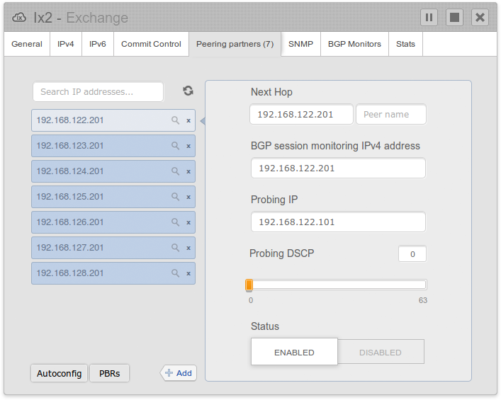 Internet Exchange configuration