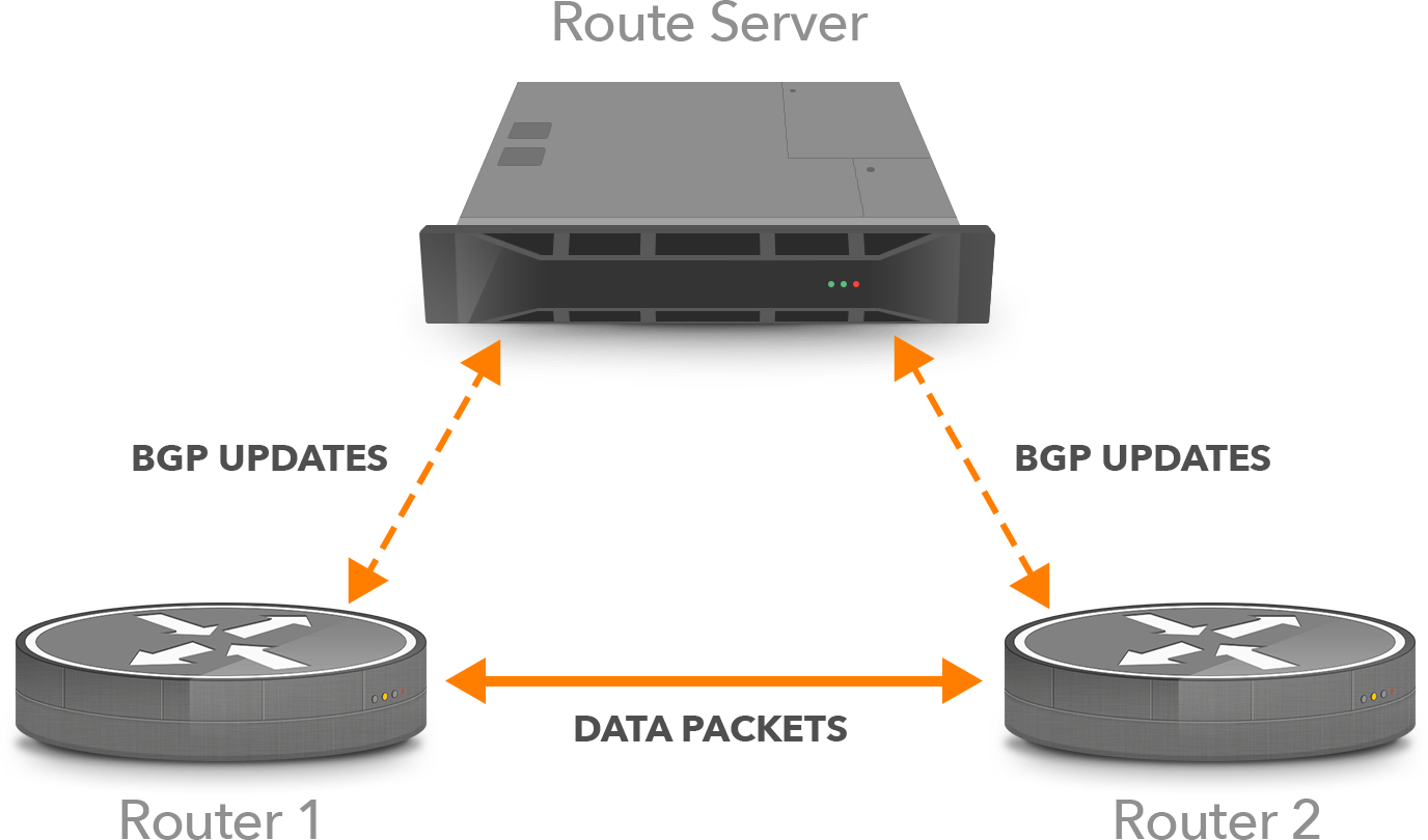 BGP updates flow through the route server