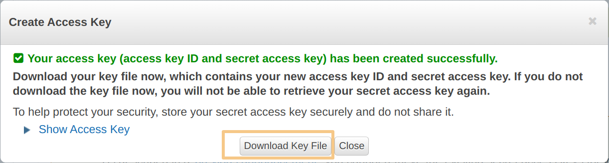 create new access key