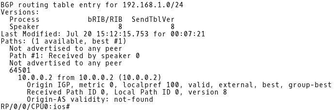 BGP Table of IOS-XR