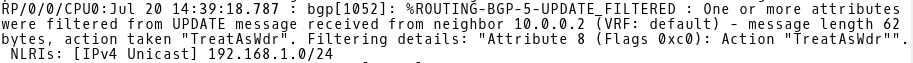 Routing-BGP-5-UPDATE_FILTERED Message generated by IOS-XR