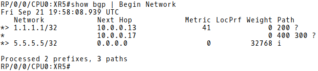 BGP Table of XR5