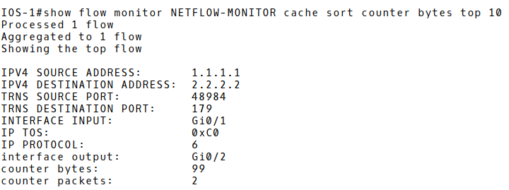 Flow Monitor Cache