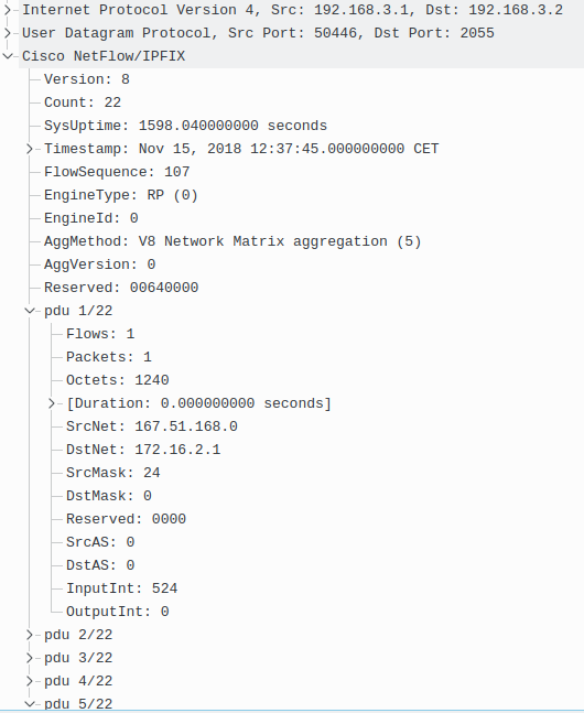 Structure of j-Flow Packet Captured by Wireshark