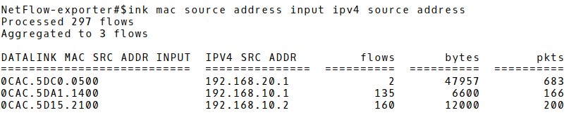 Aggregated Flow Records based on Source MAC and IP Addresses