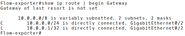 Global Routing Table with Connected Route 10.0.0.0/24