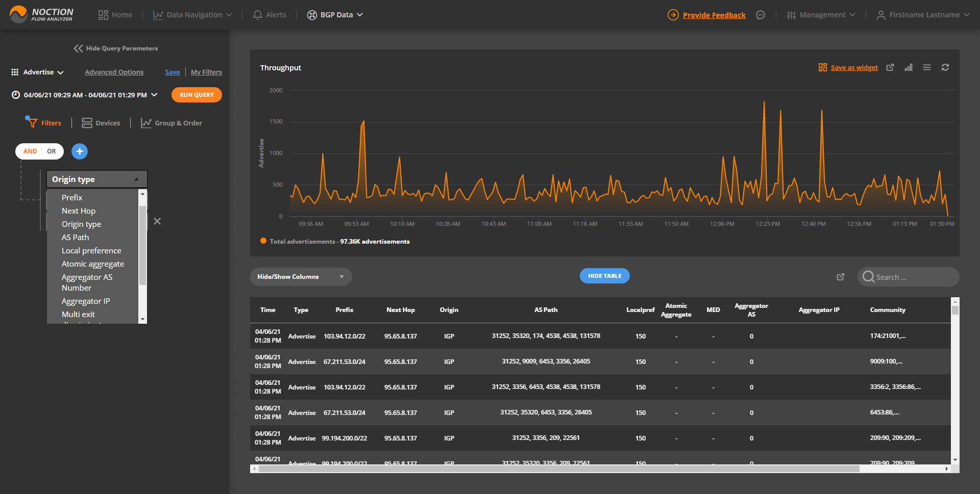 Refined BGP Reporting