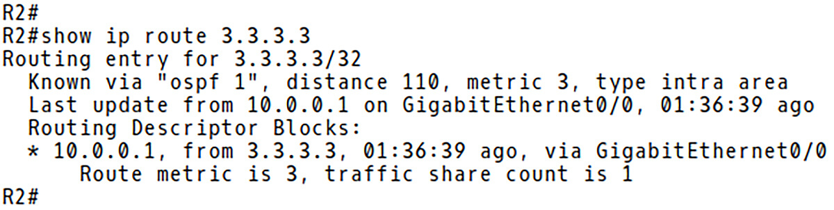 The next-hop IP Address 3.3.3.3 is Reachable Over OSPF Learned Route