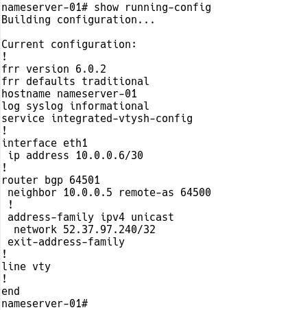 bgp configuration on nameserver