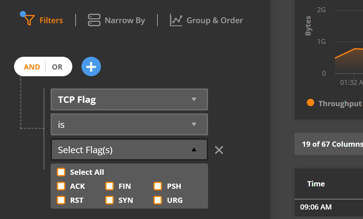 TCP flags in Data Explorer