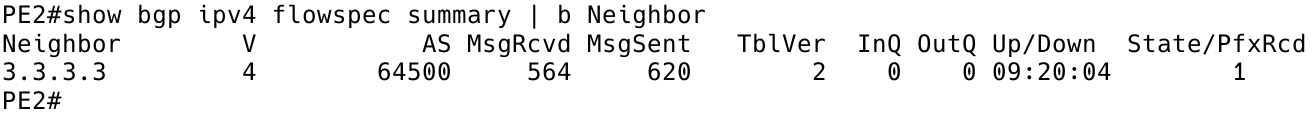 Checking BGP FlowSpec Neighbors
