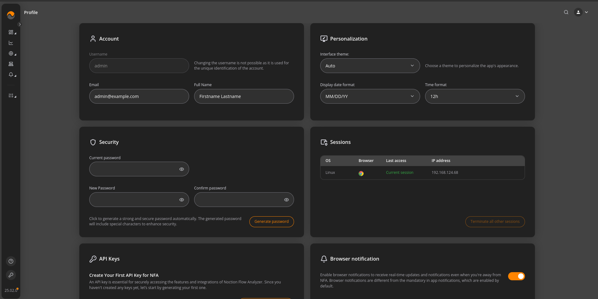 Noction Flow Analyzer Documentation: User Profile
