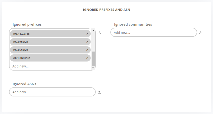 GMI Ignored Prefixes and ASN