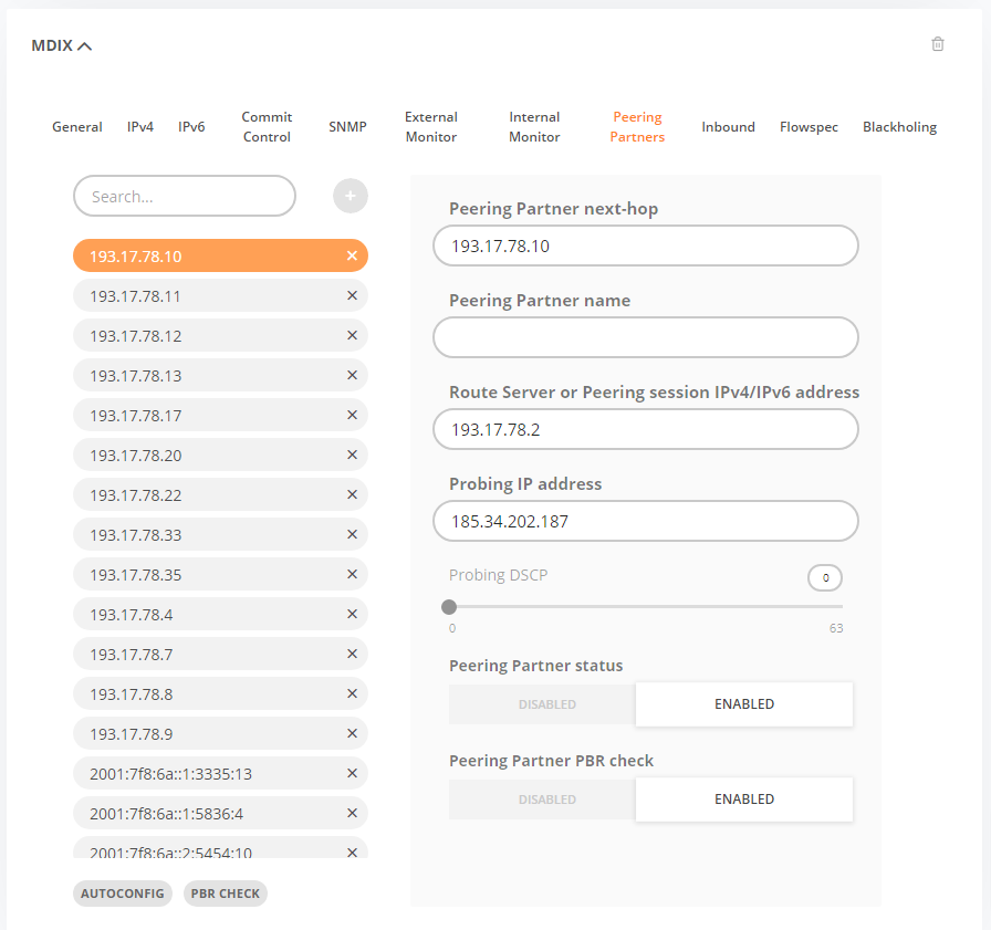 GMI Provider Exchange Peering Partners