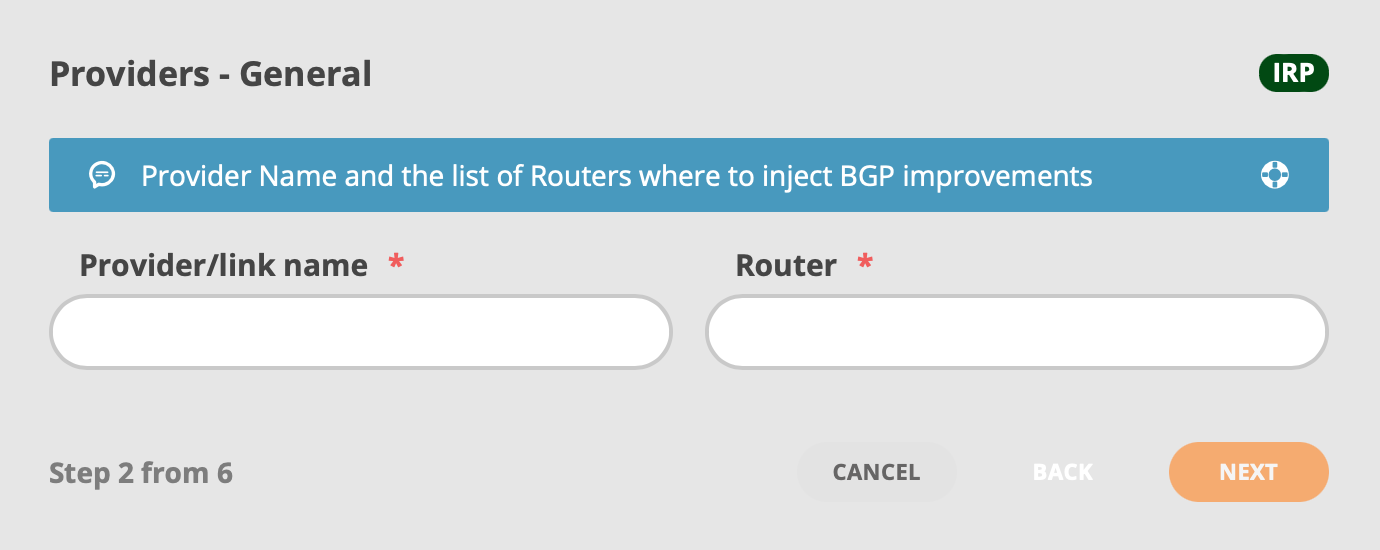 GMI Wizard Add Provider Router