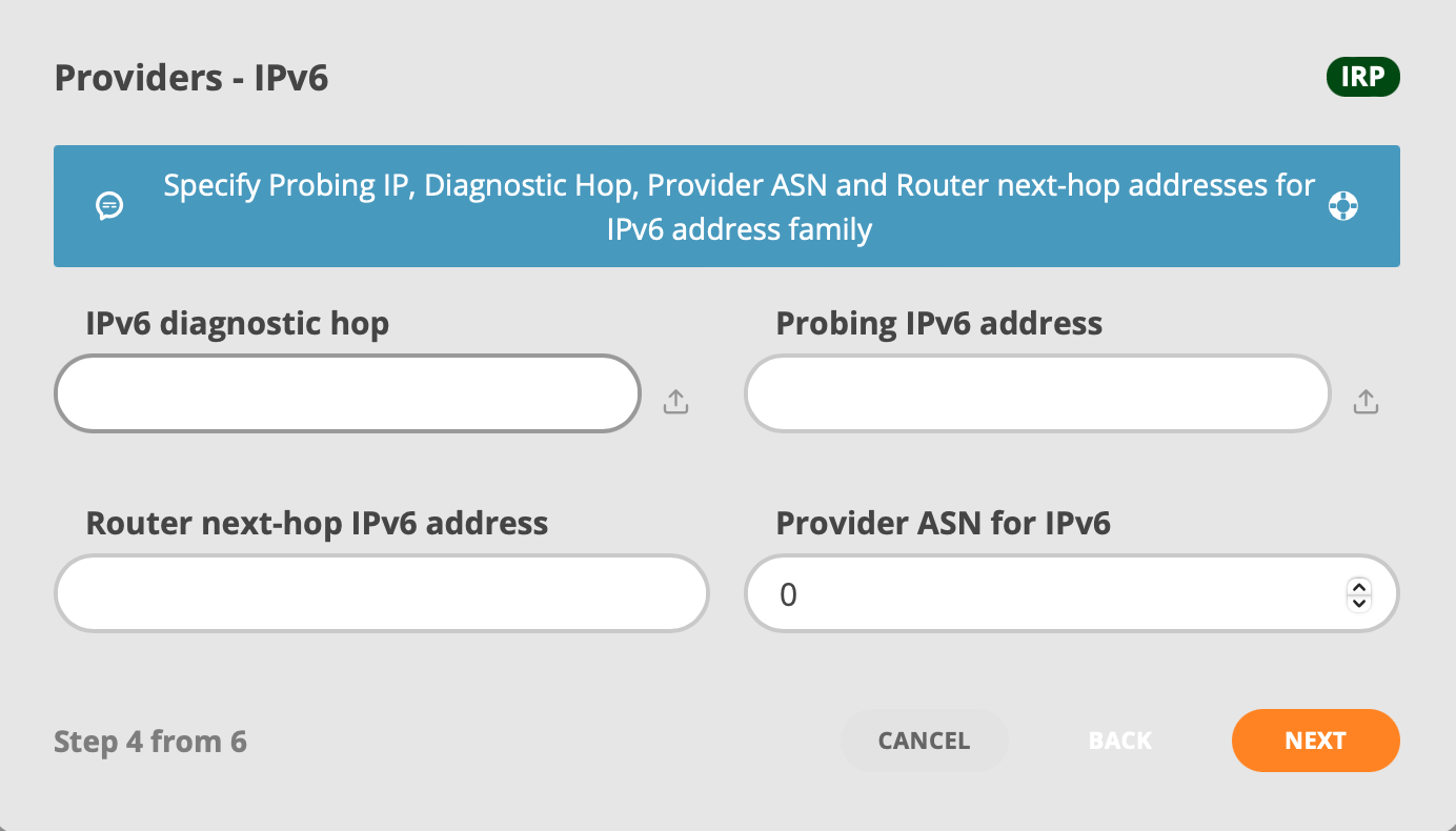 GMI Wizard Add Provider IPv6 addresses