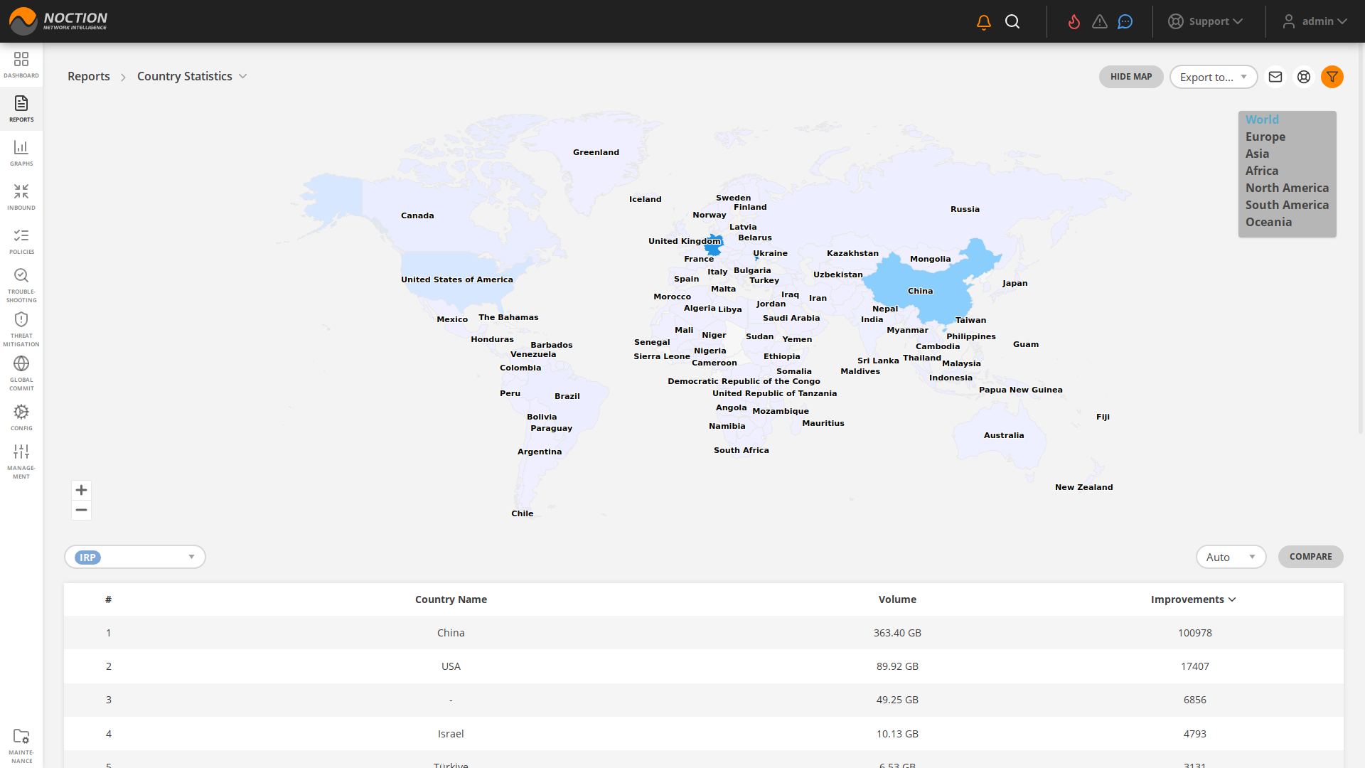 GMI Reports Country Statistics map