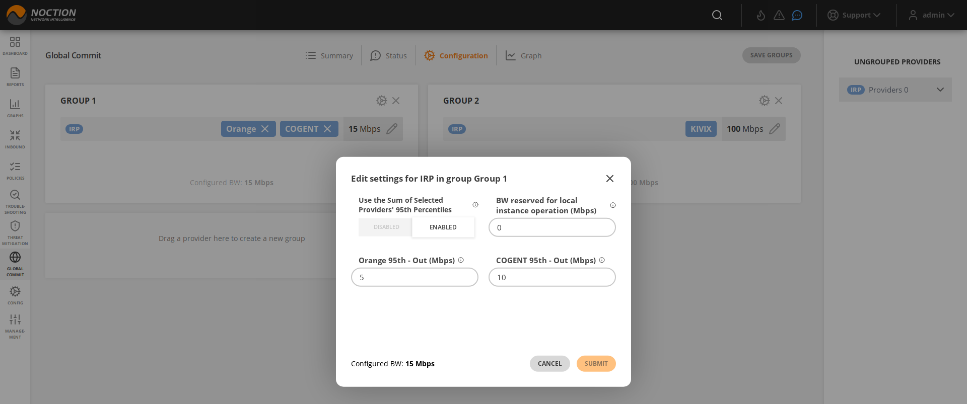 GMI Global Commit Instance settings