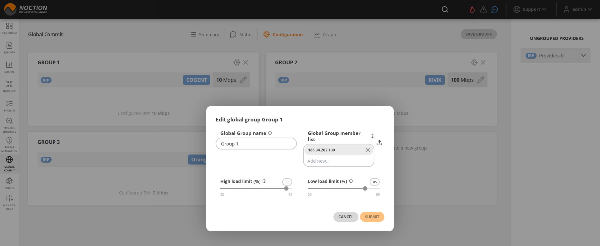 GMI Global Commit Group Settings