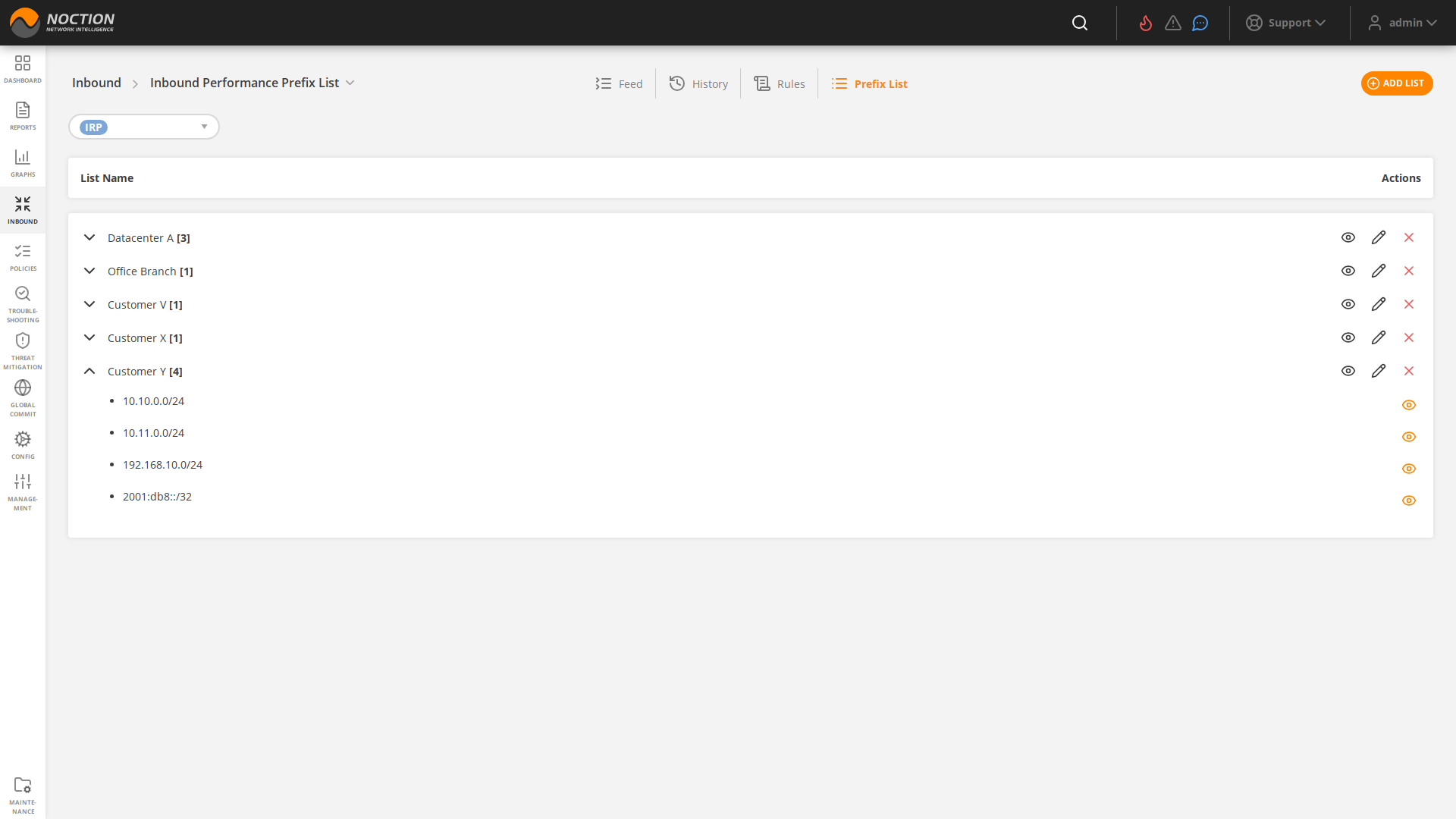 GMI Inbound Performance Prefix List