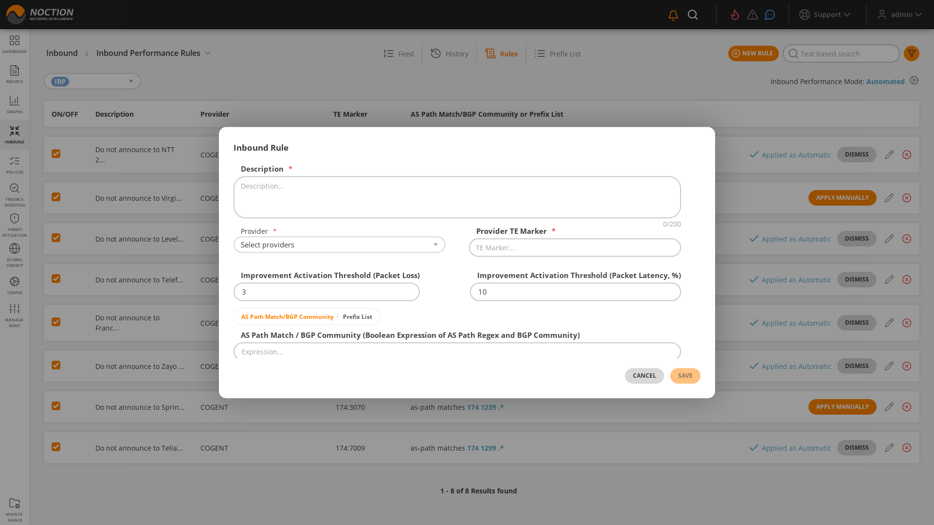 GMI Inbound Performance New Rule