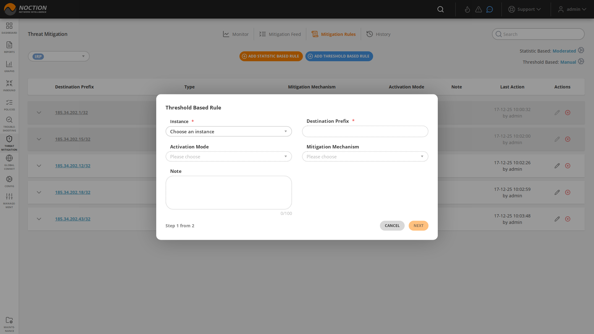 GMI Threat Mitigation Add Rule