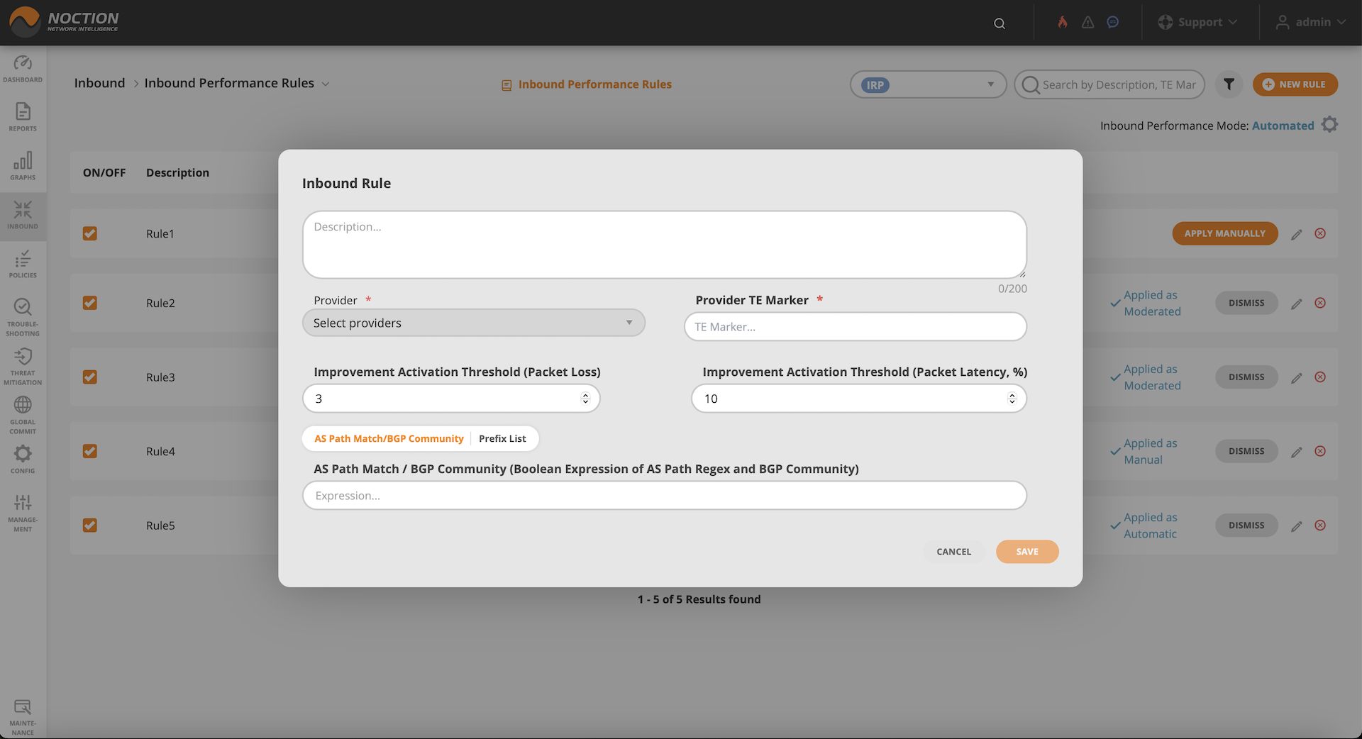 GMI Inbound Performance New Rule