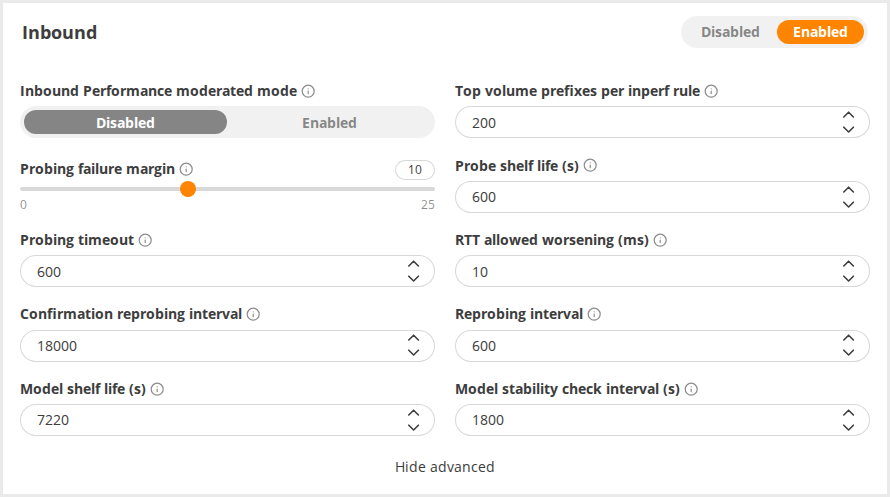 Inbound Performance Configuration